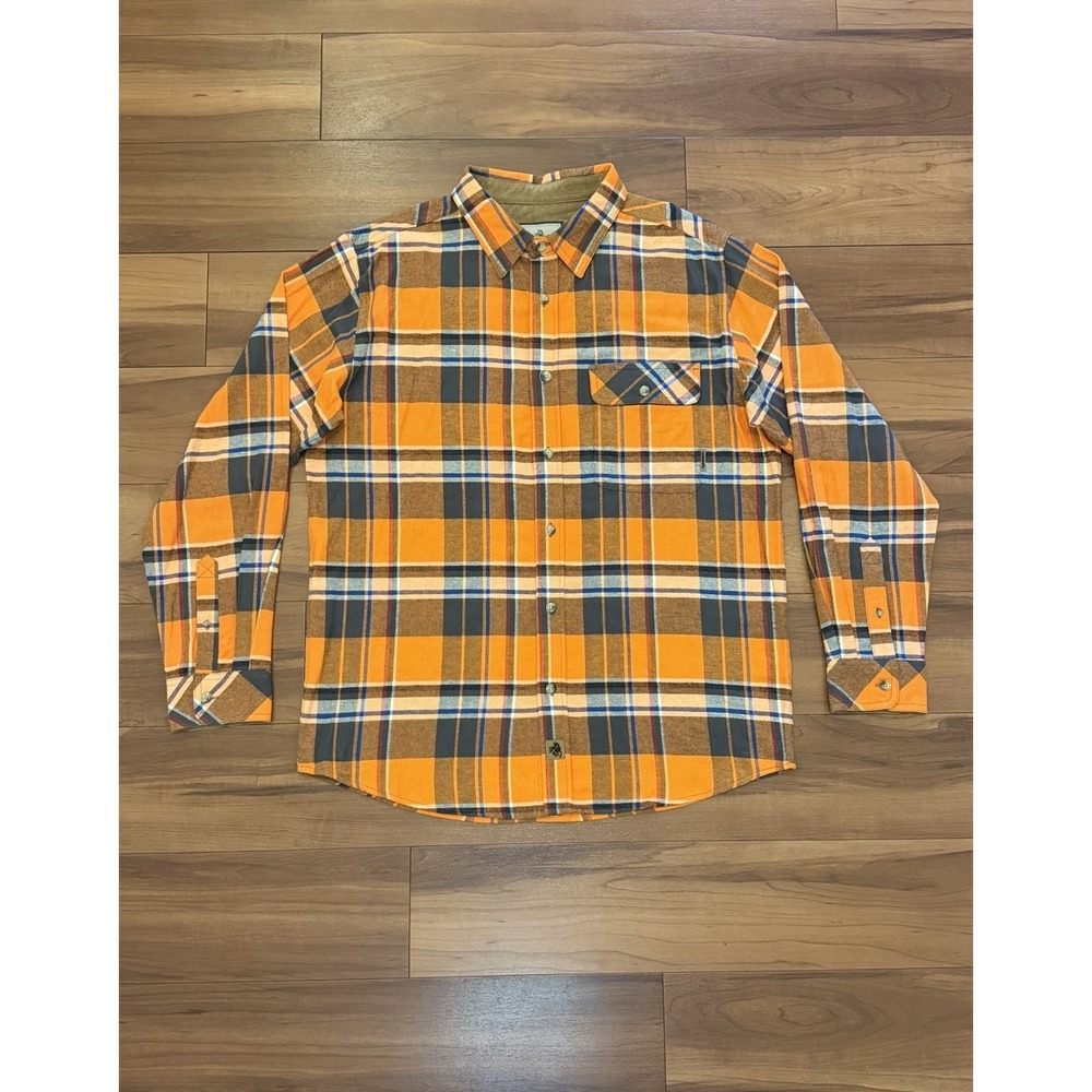 Legendary Whitetails Flannel Shirt Orange Plaid Button Up Cotton Mens Size Large - Picture 2 of 11